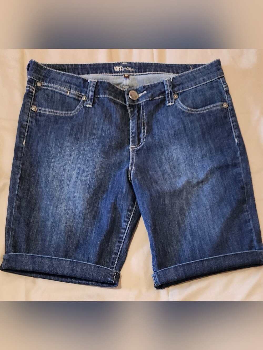 Kut from the Kloth Womenโs Dark Blue Denim Bermuda Shorts